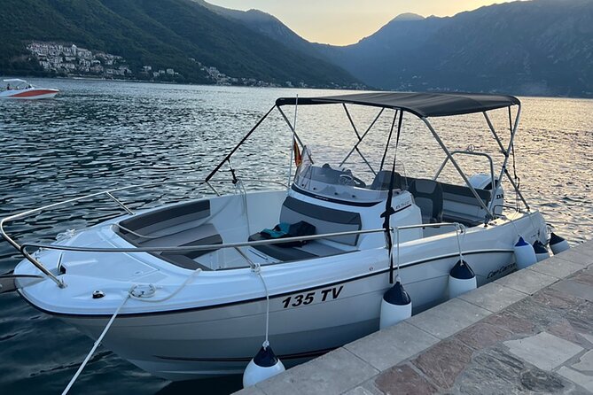 2025 Private Boat To Blue Cave 3 hours ADVENTURE - Our Lady of the Rocks and the view toward Perast