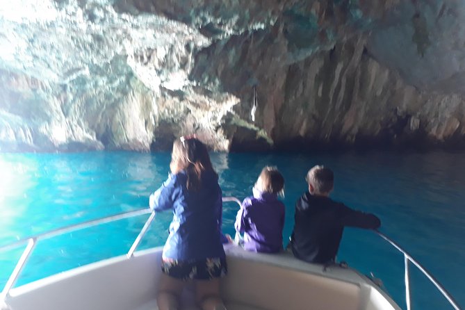Boat tour to Lady of the Rock , Submarine base & Blue Cave swim - Leaving Kotor for the open bay