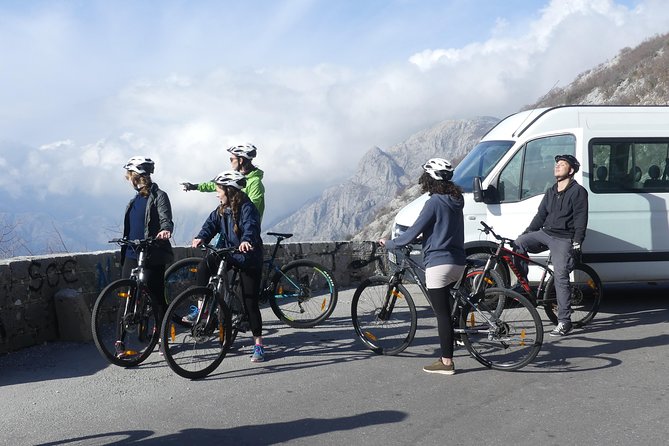 Epic 25 Turns Downhill Bike Descent w/ Panoramic Cable Car Ascent - Stops, photos, and the view from above Kotor